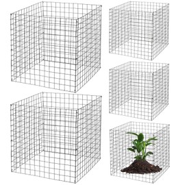 Zubebe 5 Pack Small Wire Plant Protectors Square Plant Protectors from Animals Mesh Plant Cage Chicken Wire Cloche for Plants, Shrubs and Vegetables with Ground Stakes and Nylon Ties (15 x 16 Inch)