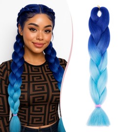 SEGO Pro Braiding Hair Extensions 24 Inch Synthetic Hair Box Jumbo Braid Hair for Crochet Twist Braids Hair Extensions for Women Braids Attachment Pack of 1 (Dark Blue to Light Blue)