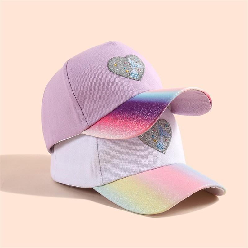 SLOW & MELLOW Kids Girls Cap, Heart, Rainbow Glitter Hat,