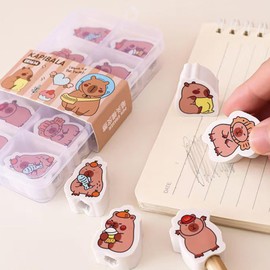 10Pcs Cute Erasers Cartoon Capybara Eraser Pencil Top Eraser Kawaii Cartoon Eraser for Students Girls Kids Boys Women School Office Supplies Small Eraser Gift Pack (Capybara)