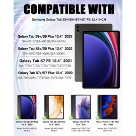 BRAECN Tab S9+/S8+/S7 FE/S7+ 12.4 Case 2023, Drop-Proof Rugged Case with Shoulder Strap, S Pen Holder,Stable Kickstand,Handle Grip for Tab S9 Plus SM-X810/X816B/X818U-Sakura Pink