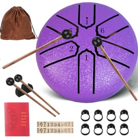 Rain Drum, 6 Notes 3 Inches, Chakra Rain Drum, Steel Tongue Drum, Rain Music Drum, Outdoor Rain Drum, Garden Handpan with Beater, Percussion Instruments (6-Tone 3 Inches)