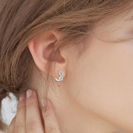 FAOMZQ Hoop Earrings 925 Silver Infinity Earrings Sterling Silver Cubic Zirconia Infinity Hoop Earrings Gift for Men Women Ladies, Cubic Zirconia