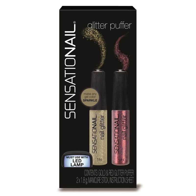 SensatioNail Glitter Puffer, gold/red, 1er Pack (1 x 2 Stück)