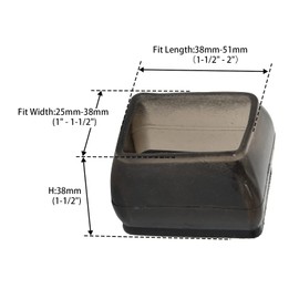 Flyshop Chair Leg Floor Protectors with Felt Pads, Chair Leg Caps for Hardwood Floors Free Moving Rectangle Large Black Size 24 Pack 1.5" to 2" x 1" to 1.5"