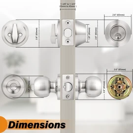 Probrico 6 Pack -Brushed Nickel Entry Knob and Single Cylinder Deadbolts,Keyed Alike Entry Handleset for Front Entrance Door,Deadbolts and Door knobs,Entry Knobs Door Handle Set