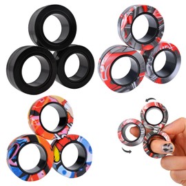YHNMMNO 3 Sätze Magnetische Ringe Fidget Toys,9 PCS Adhs Magische Fingerring Spielzeug Sets,Anti-Stress Fidget Toy,Spinner Fingerring Ring für Kinder Stress Erwachsene
