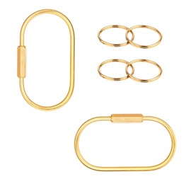 6 Pcs Gold Simple Style Brass Key Rings Screw Lock Carabiner Keychain Clip Purse Charms Car Key Organizer Locking Clip Outdoor Sport Accessories for Men Women