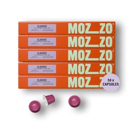 Mozzo Classic Roast Coffee Pods - Medium-Dark Roast - Nespresso® Original Compatible Capsules - Arabica & Robusta - India & South/Central America - Barista Quality - Pack of 50 (5 x 10)