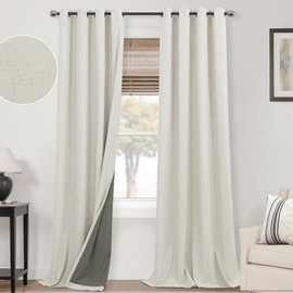 Mrs.Naturall 102 Inch Curtains Long 2 Panels Set,Blackout Linen Black Out Modern Farmhouse Boho Thermal Curtains for Summer Bedroom Living Room,Cream Beige