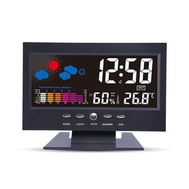 DUOBAGMA Digital LED Wall Clock, Multifunctional Electronic Clock, Living Room Clock with Temperature and Humidity Time Display
