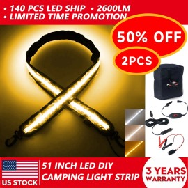 TopAutoGear 51 Inch Camping light LED soft light strip-White & Amber-2600LM-2
