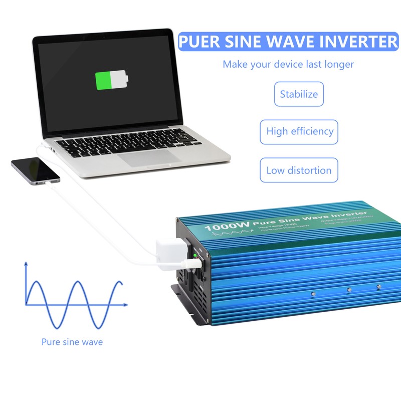 Fit4Less Pure Sine Wave Power Inverter 1000W DC12V to AC