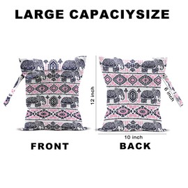 Elephant Gifts for Women, 2Pcs Elephant Print Wet Bags, Wet Dry Bag Reusable for Swimsuit, Travel, Diapers, Pool, Beach, Dirty Yoga Gym Clothes, Toiletries, Makeup Bag, Waterproof Birthday Gifts