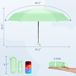 Yoobure Travel Umbrella Portable Compact Umbrella, Pocket Mini Umbrella for Purse UV Umbrella, Umbrellas for Rain Small Umbrella for Backpack, Sun Umbrella with Case Folding Umbrella for Kids Women