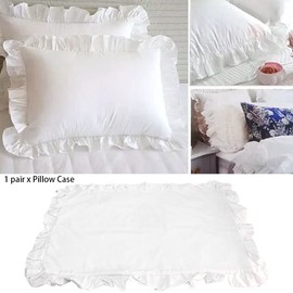 2 Pack Microfiber Pillowcases Standard Solid Color Ruffled Pillow Shams Bedding Soft and Breathable Frilly Pillow Cover Protector with Zippered Suitable for Home Hotel(White 74x48cm)