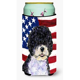 Caroline's Treasures SS4053TBC USA American Flag with Portuguese Water Dog Tall Boy Beverage Insulator Beverage Insulator Hugger, Tall Boy, multicolor