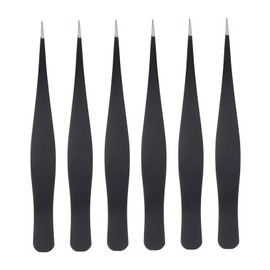 BIUDECO 6pcs Stainless Steel Eyelash Tweezers for Makeup Application Precision Tool for False Eyelashes and Eyebrow Grooming Lightweight and Design for Personal and