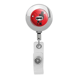 Harley Quinn Cute Chibi Character Retractable Reel Premium Metal Chrome Badge ID Card Holder Clip