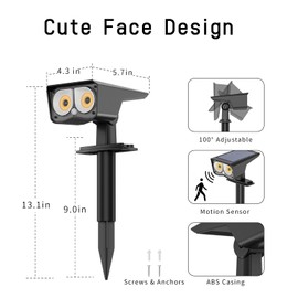 wryface Solar Spot Lights Outdoor Motion Sensor, IP65 Waterproof Bright 2-in-1 Solar Wall Lights, Auto On/Off, LED Solar Landscape Spotlights for Garden, Yard, Pathway, Driveway, Walkway