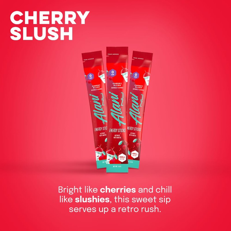 Alani Nu CHERRY SLUSH, Energy Sticks Drink Powder, 200mg Caffeine,