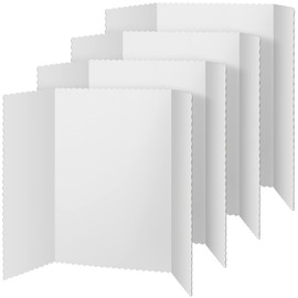 4 Pcs Trifold Poster Board 36 x 48 Inch Large Tri Fold Presentation Board White Display Board Foldable Paperboard for Science Fair School Business Projects Exhibitions