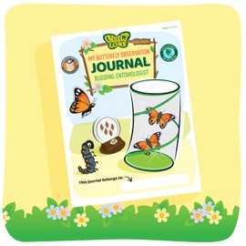 Insect Lore Butterfly Pavilion with Two Live Cups of Caterpillars - 2ft Tall Habitat, STEM Butterfly Journal, 10 Live Baby Caterpillars - Life Science Education Kit - Raise Painted Lady Butterflies