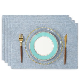 Junichiya Placemat Fabric, Cotton, Linen, Double Layer Fabric, Washable, Solid, Japanese Style, Flexible, Anti-Slip, Insulated, Stylish, Easy to Clean (Width 18.9 inches (48 cm) x Height 13.0 inches