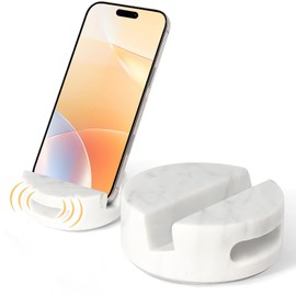 Elegant White Marble Phone Stand with Sound Amplification