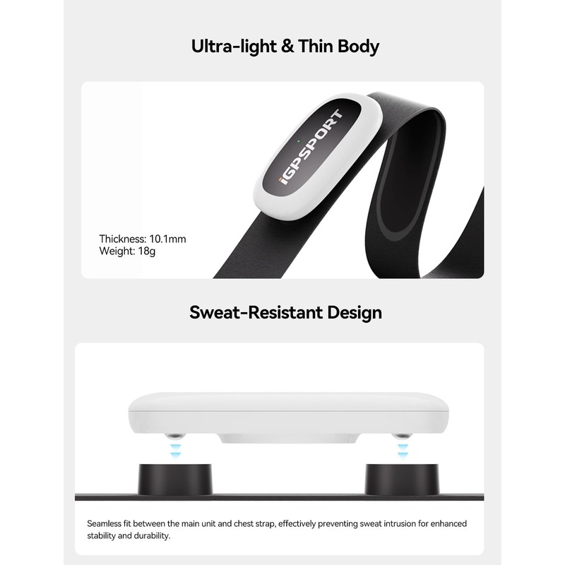 iGPSPORT HR50 Cycling Sports Sensor Chest Strap, Waterproof Bluetooth ANT+