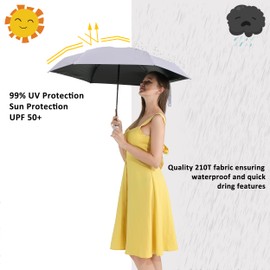 BAODINI Travel Mini Umbrella for Purse With Case-Small Compact UV Umbrella Protection Sun-Lightweight Tiny Pocket Umbrella UPF 50+ for Women, Girls