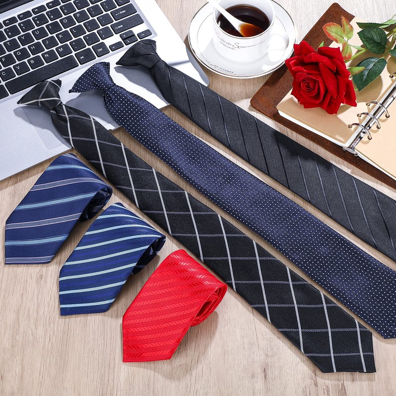 Janmercy 6 Pcs Clip on Tie for Men Clip on