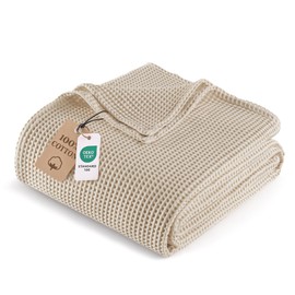 Exclusivo Mezcla 100% Cotton Waffle Blanket King Size for Bed, 90"x104"