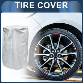 INFINAUTO Tire Cover, 73cm Diameter 110cm Height Light Vehicle Tire Storage 420D Oxford Fabric Light Gray, 1 Pc