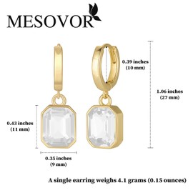 MESOVOR Crystal Earrings Hanging Gold Hoop Earrings, 14 Carat Gold-Plated Pendant Earrings for Women's Wedding Party, Gold-plated