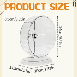 1Pcs Silent Hamster Wheel 9.5in Transparent Chinchilla Wheels Large Hamsters Wheels Plastic Hamster Wheel Anti-Skid & Height Adjustable for Chinchilla, Hamsters Gerbils Mice Or Other Small Animals