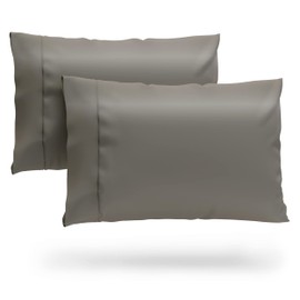 Cosy House Collection 100% Rayon Derived from Bamboo Pillowcase Set - Cooling, Breathable, Silky Soft 2-Piece Envelope Closure Pillow Case Cover Set (King, Grey)