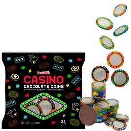 Fruidles Fruidles Casino Poker Chips, Belgian Milk Chocolate Coins, Kosher Certified Dairy, Non GMO (Pack of 25)