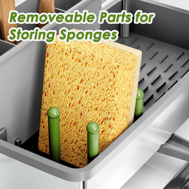 Ewaiira Stainless Steel Sink Caddy, Sponge Holder for Kitchen Sink