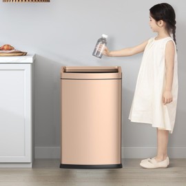 LEASYLIFE 25L/6.6GAL Large Kitchen Trash Can,Tall Open Top Garbage Can,11.81 * 8.66 * 19.68inces,Smooth,Stainless Steel,Commercial,Hospital, Airport