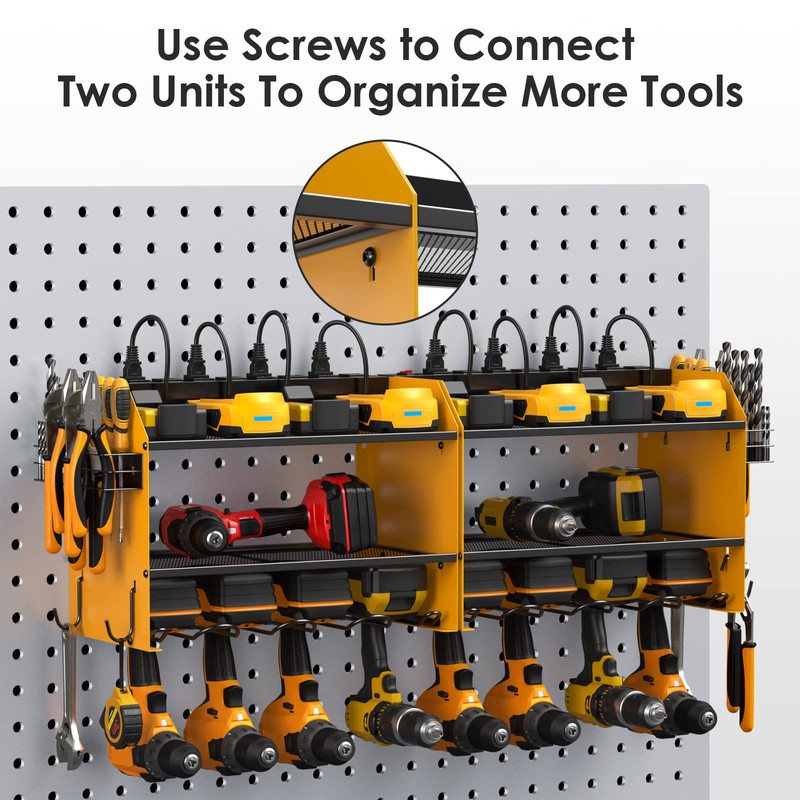 CCCEI Wall Mount Modular Tool Charging Organizer, Yellow, 1 Pack,