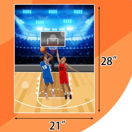 PLULON Basketball Party Game for Kids Pin The Basketball on The Hoop Game Basketball Poster with 30Pcs Basketball Stickers for Boys Girls Birthday Party Wall Decorations Classroom Activities