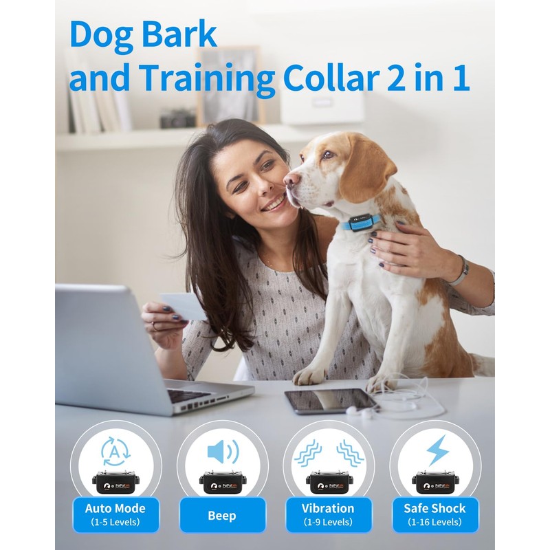 PaiPaitek Dog Bark Collar with Remote 3300ft Range - Automatic