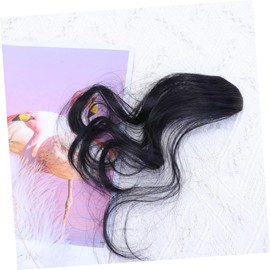 Gatuida 2PCS Womens Curly Wig Bangs Hair Pieces Long Wave High Temperature Fiber Fake Hair Extensions Natural Black and Black Brown Fringe Clips for Daily Wear and Parties