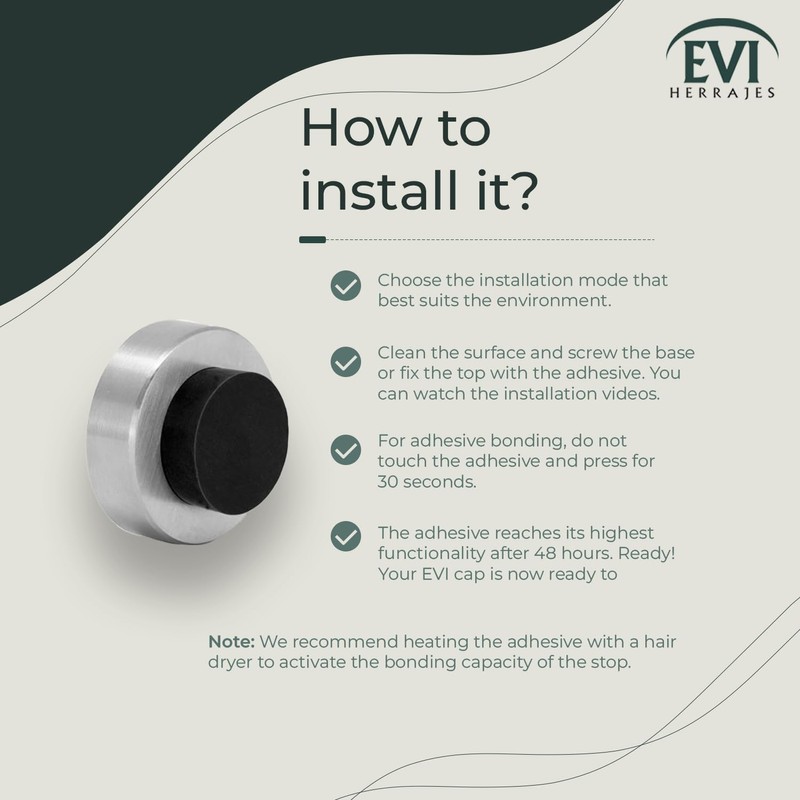 EVI | Wall Mounted Doorstop | 0.7'' x 1.37'' |