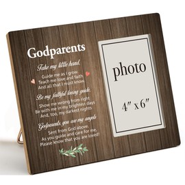 Dumyum 8x10 Picture Frame Wooden Photo Frame for Godparents Gifts, 4x6 Inches, Country Style, Desktop & Wall Decoration, Polychrome