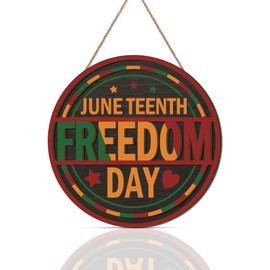 Aurlan Happy Juneteenth Freedom Day Door Sign,African American Freedom Day Hanging Door,June 19th Memorial Wall Decor,Junrteenth Decorations for Home Porch Yard Room Party Office Outdoor Farmhouse