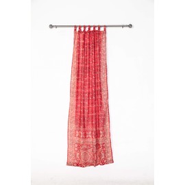 Light-Filtering Sari Colorful Curtains – Boho Curtains, Bed Canopy Panel, Tapestry or Window Treatment Brilliant Chakra Collection + Tote bag (96"L x 42"W Single Panel, Red Maroon)