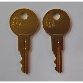 Generic 2 Replacement Keys Cut to Key Code PRM517 for SnugTop Camper or Timeline Pickup/RV Topper Pop Out T-Handle. (only for T-Handles), Brass