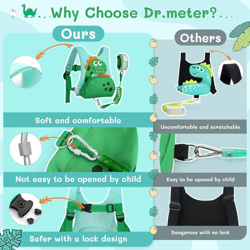 Dr.meter 3 in 1 Toddler Reins, Backpack with Reins 1.2M